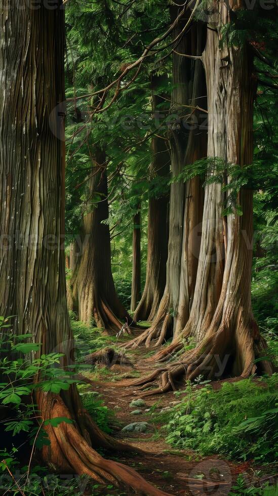 Ancient cedar forests with centuries-old giants photo