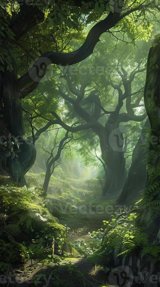 Ethereal beechwood forests filled with ancient wisdom photo