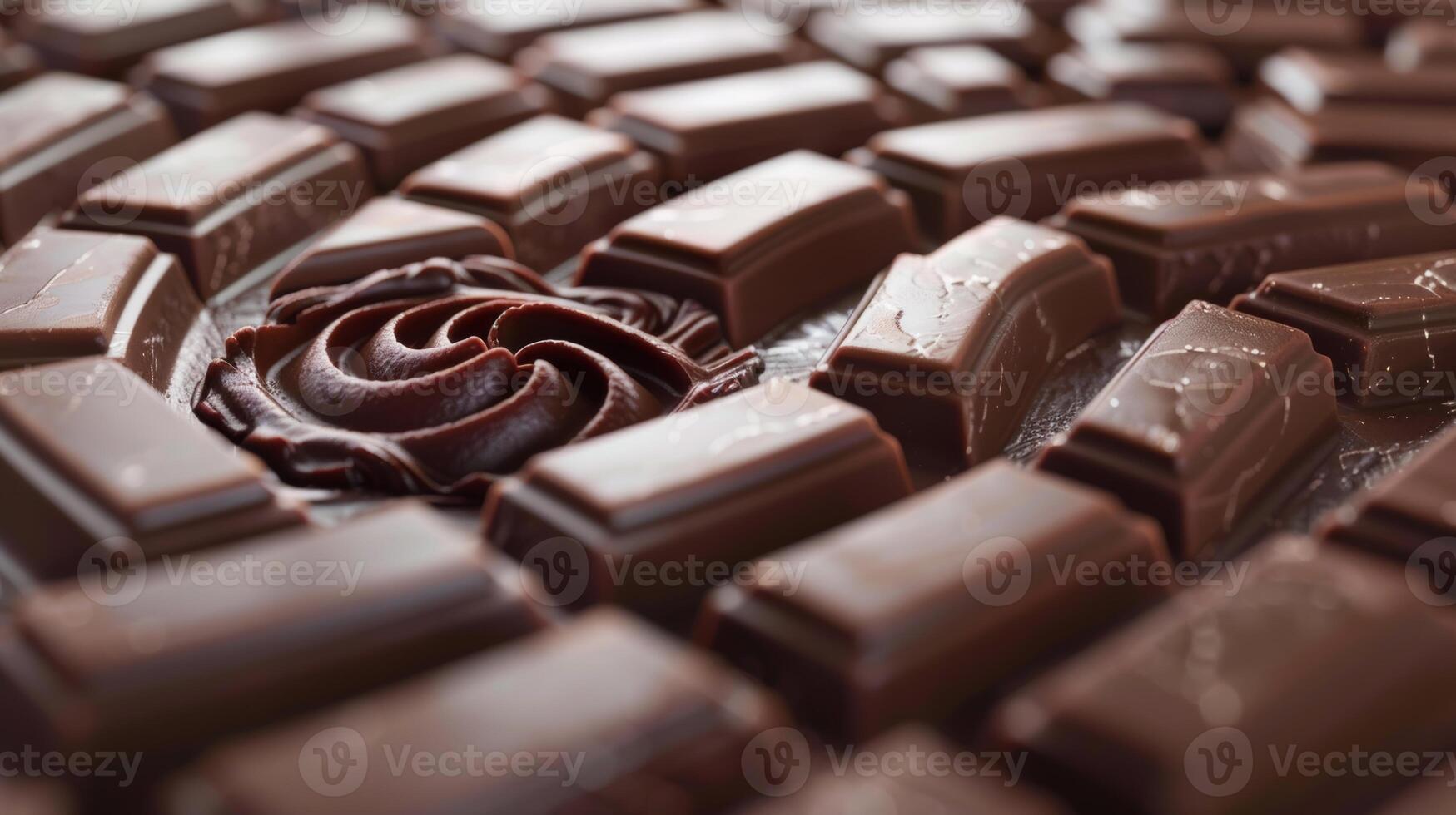 Conceptual representation of spinning chocolate pieces forming a labyrinth, symbolizing temptation photo