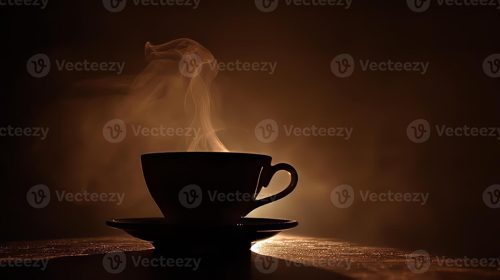 Contours in the dark a silhouette of a fragrant cup of hot coffee photo