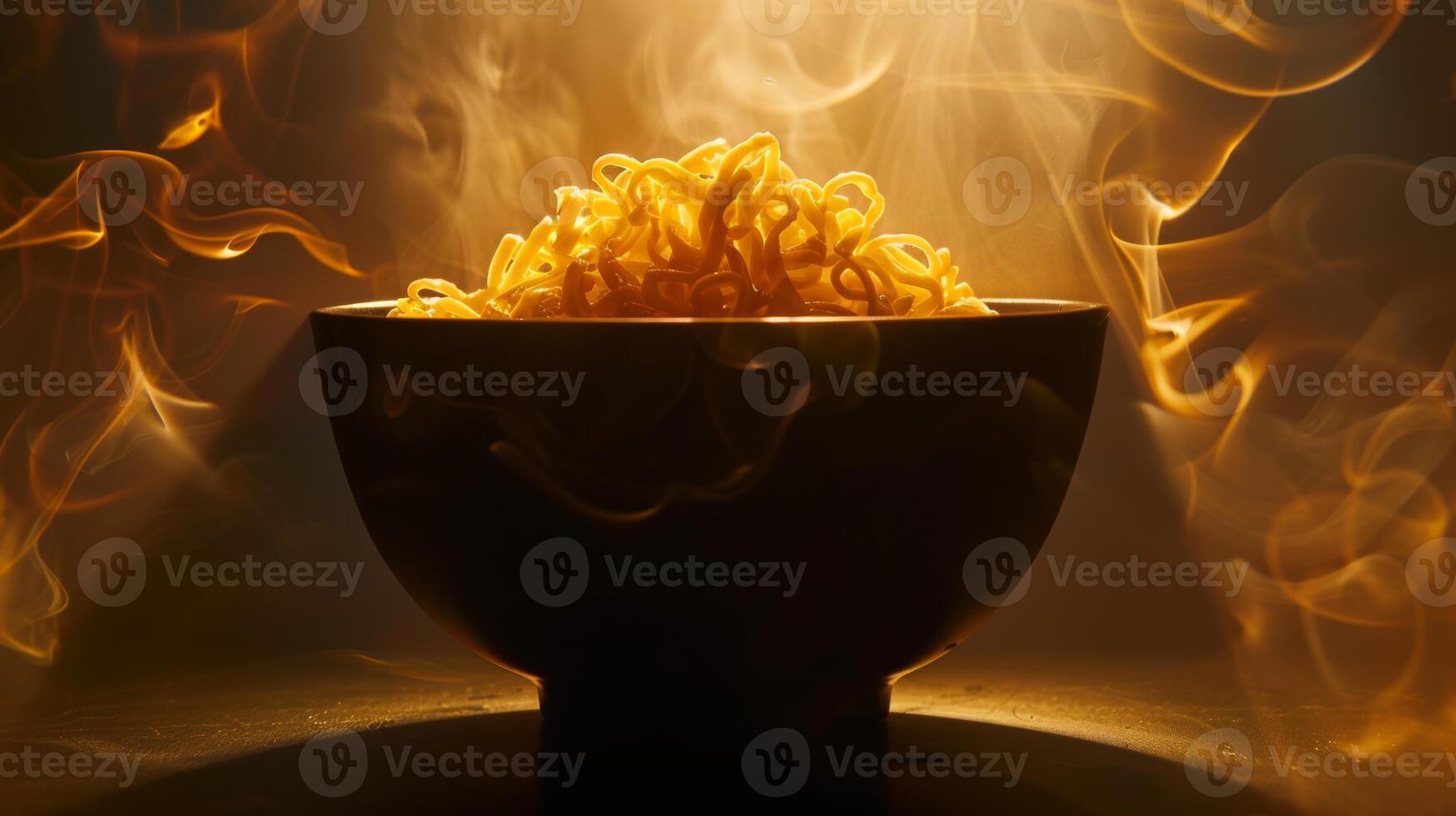 Silhouette of a bowl of ramen noodles spinning photo