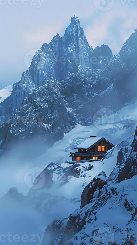 Remote mountain refuges providing shelter to adventurers photo