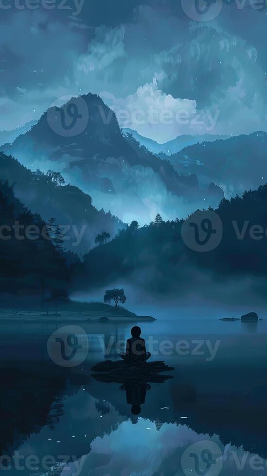 Serene meditation background for mindfulness photo