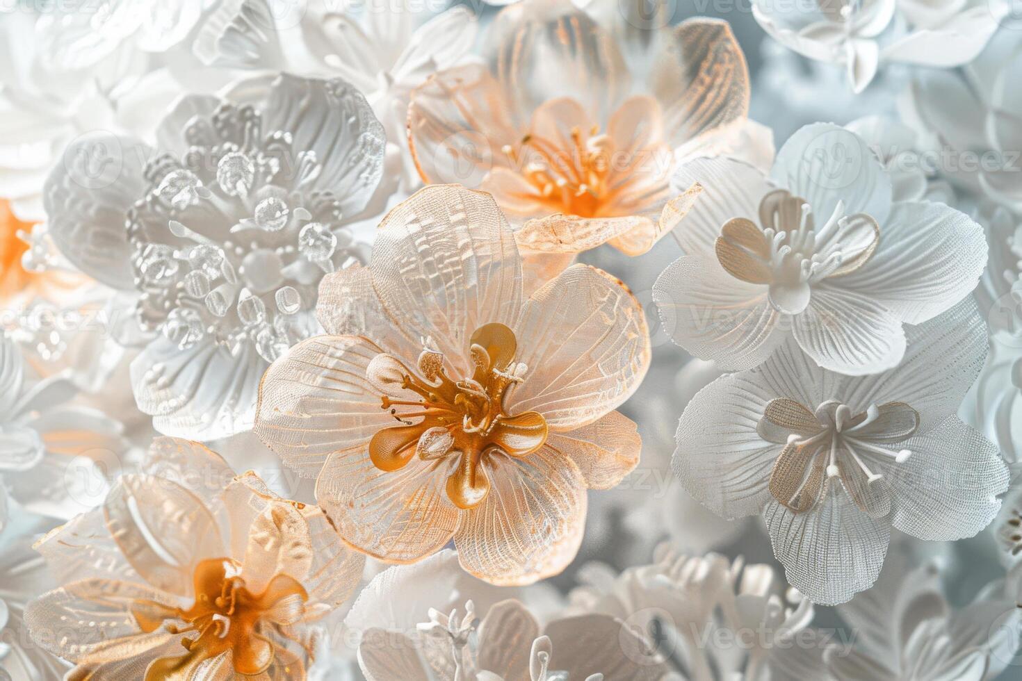 Classic flower motifs with transparent white, ideal for creating a timeless look photo