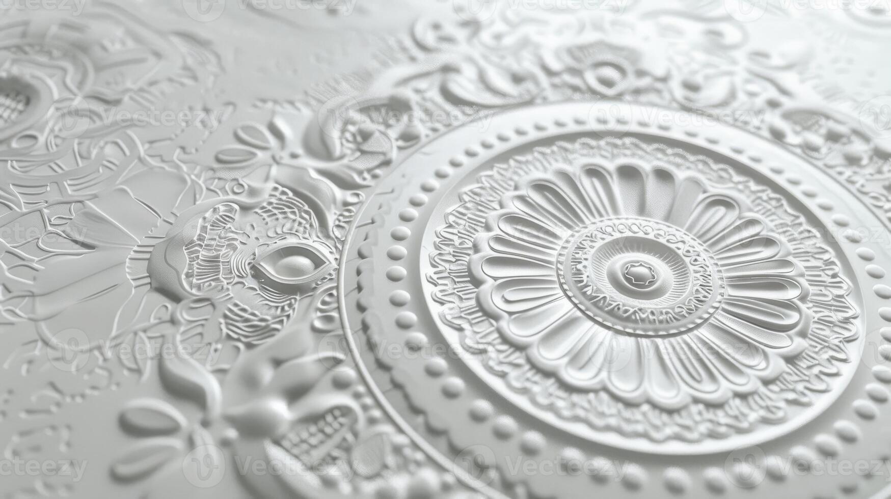 Chic mandala motifs infusing style and grace into a clean white surface photo