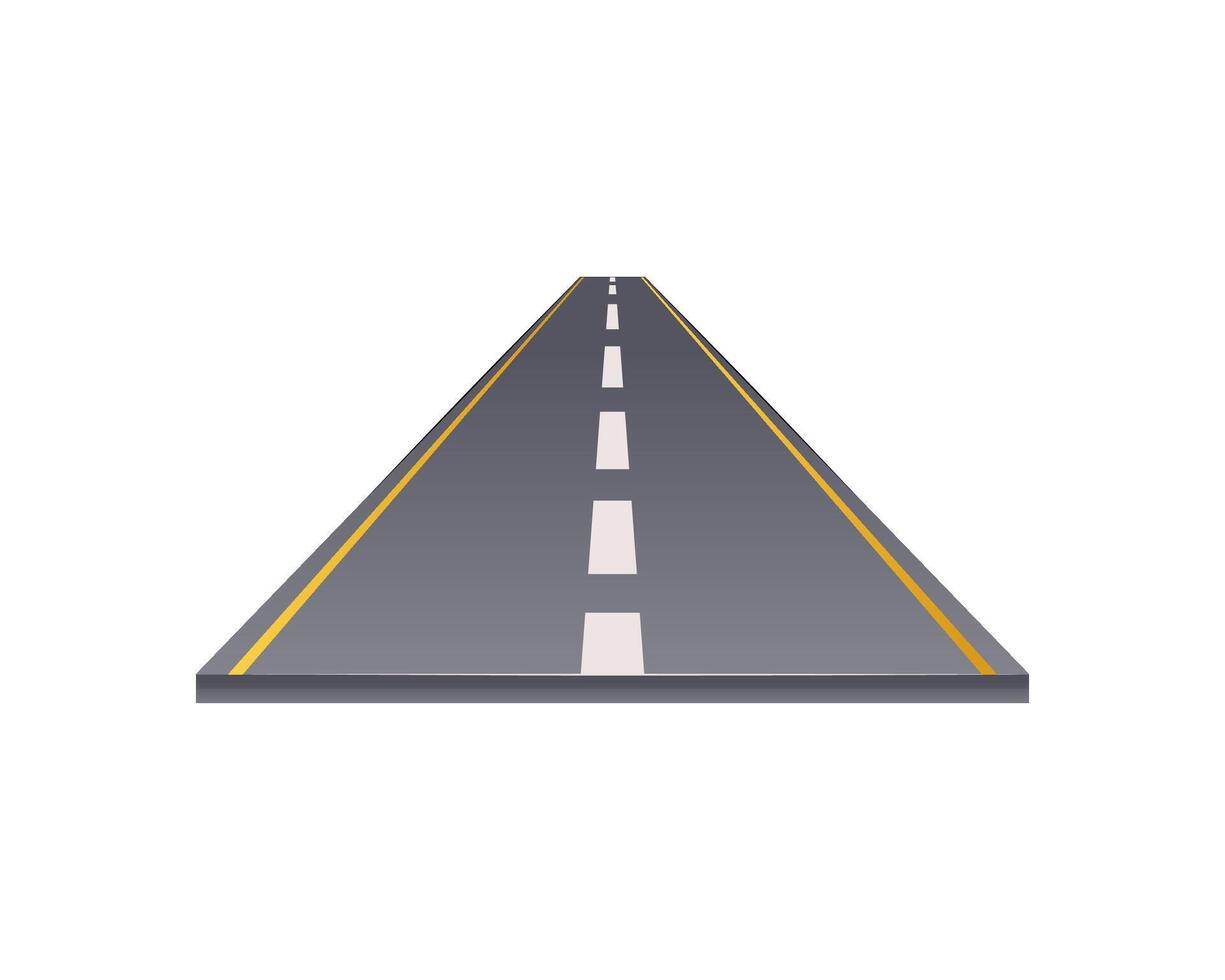 Straight road with white markings isolated on white background. vector