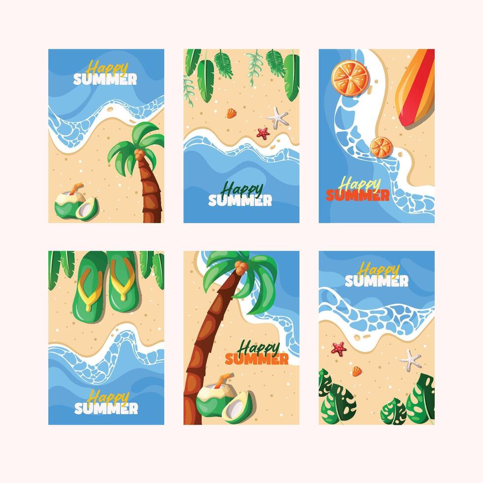 flat summer design card collection vector