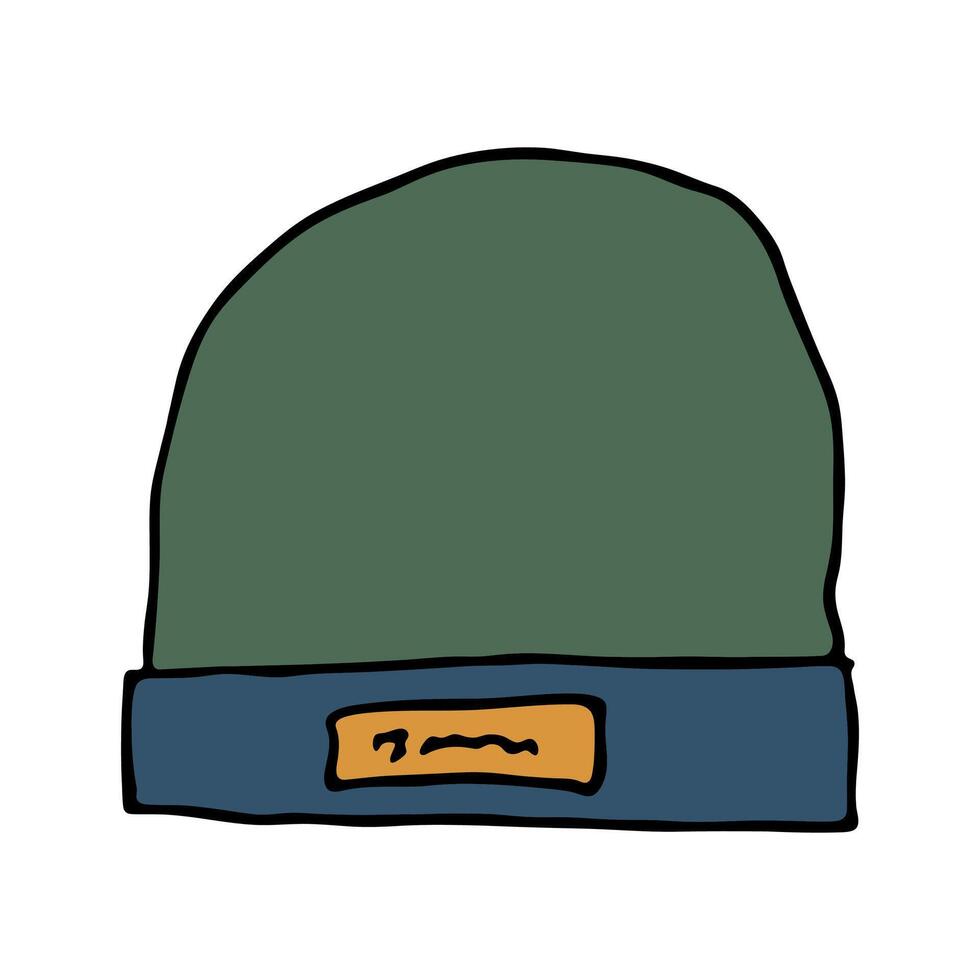 Winter cap doodle Hand drawn winter accessories Single design element for card, print, design, decor vector