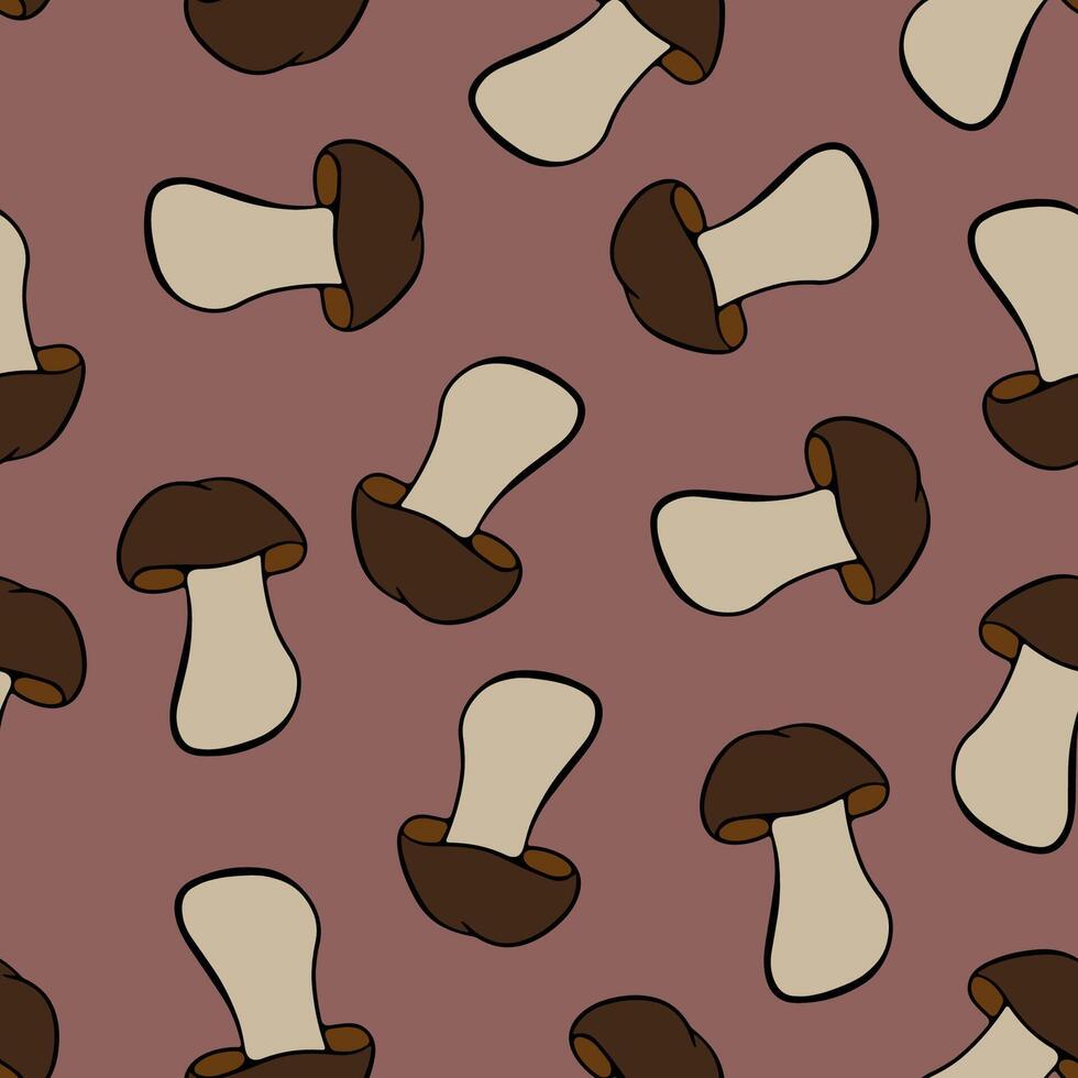 Illustration of pattern with boletus mushrooms. vector