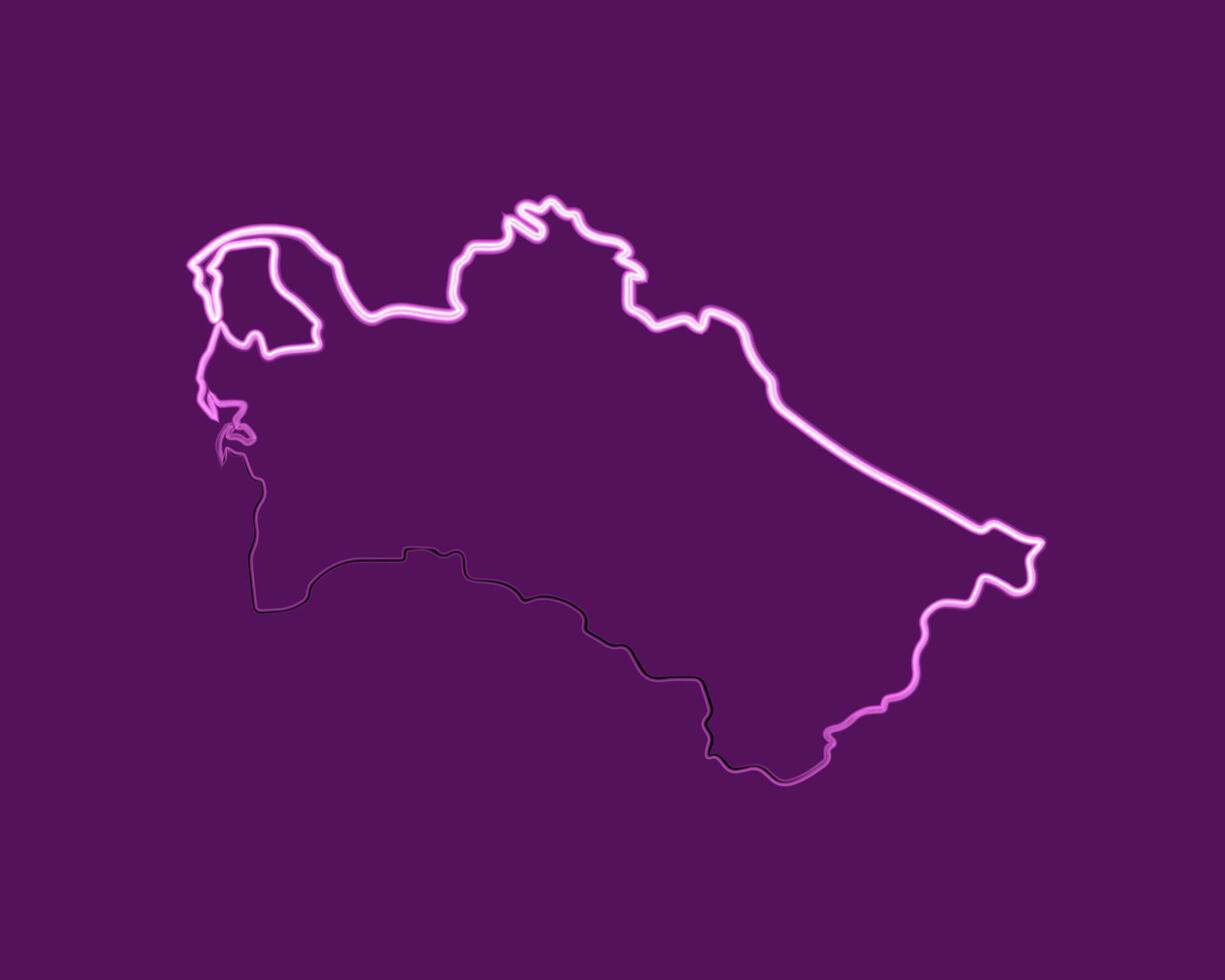 Illustration of Turkmenistan map with neon effect. vector