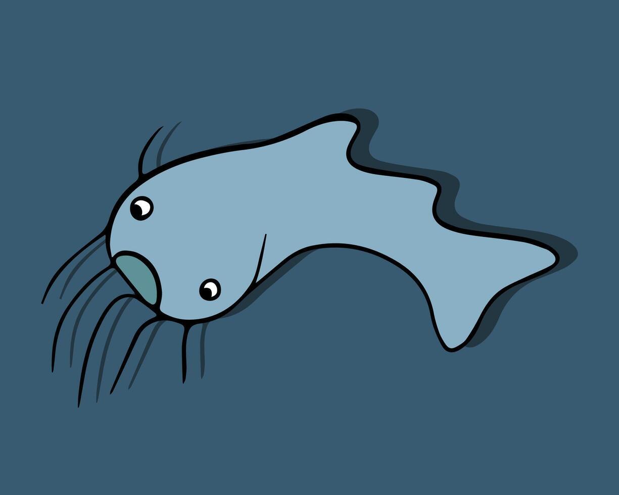 Illustration of cartoon catfish. vector