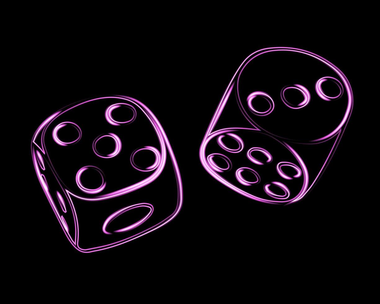 Illustration of playing dice with neon effect. vector