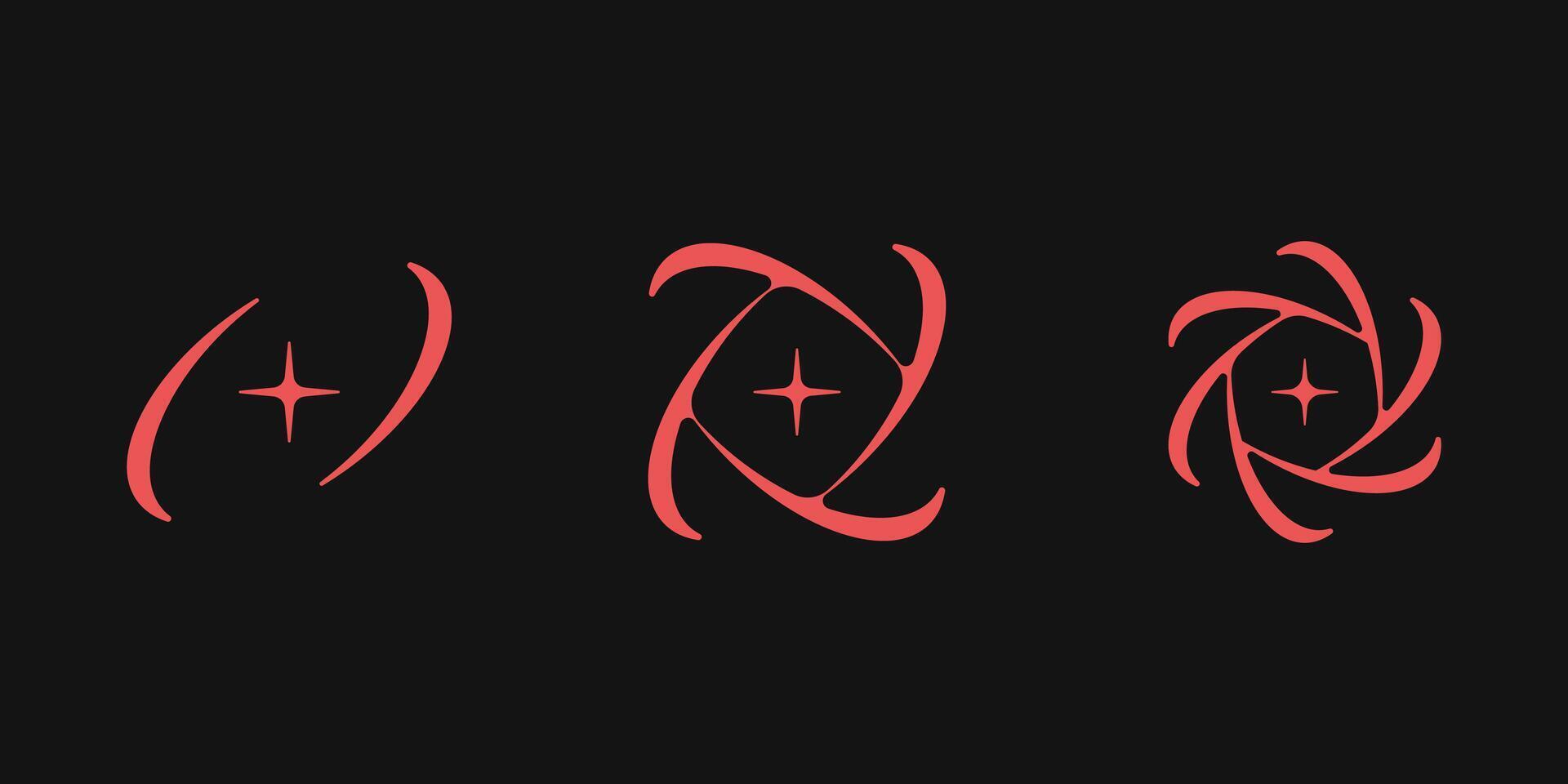 Y2K style set of galaxy shapes. vector