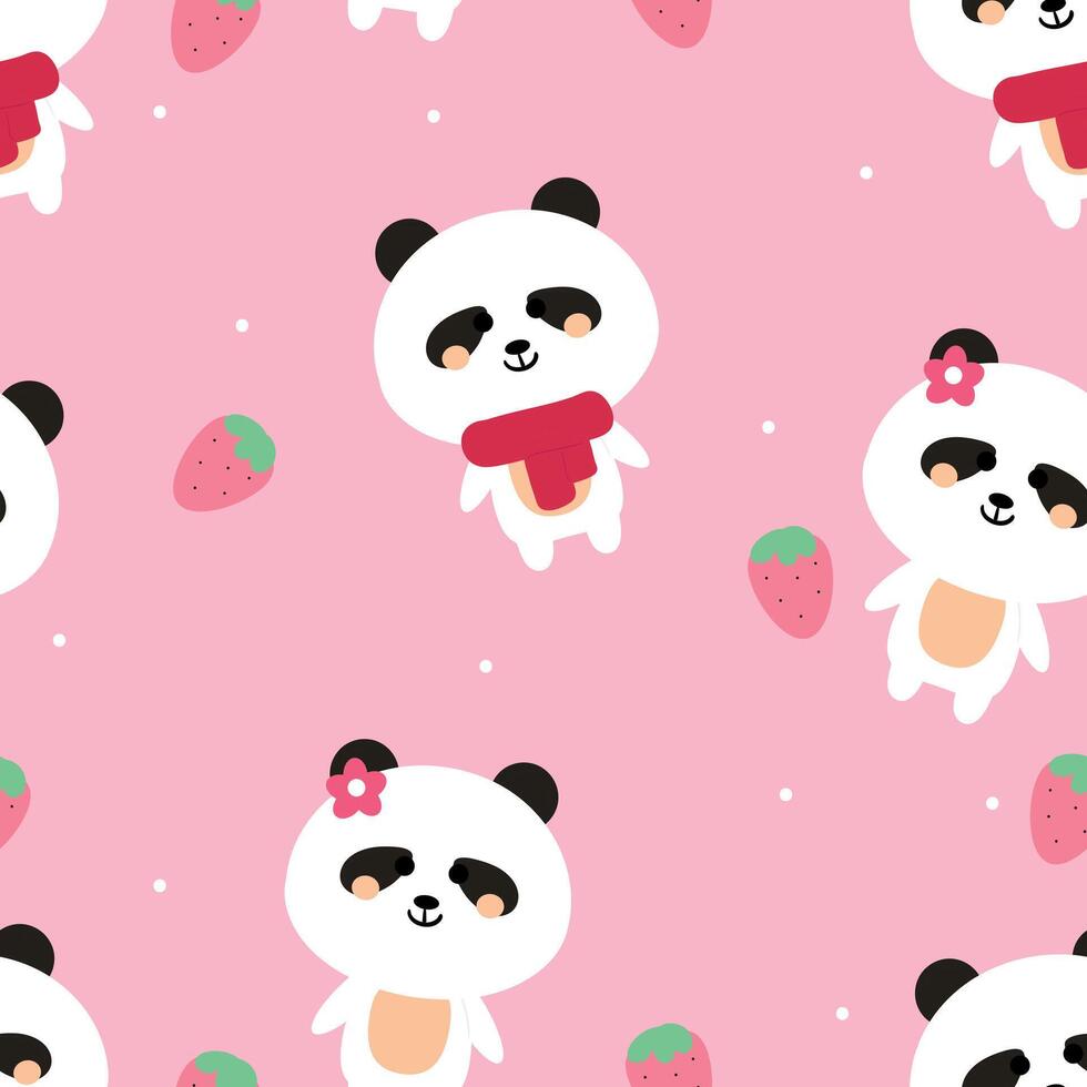 Seamless cute panda pattern for fabric prints, textiles, gift wrapping paper vector
