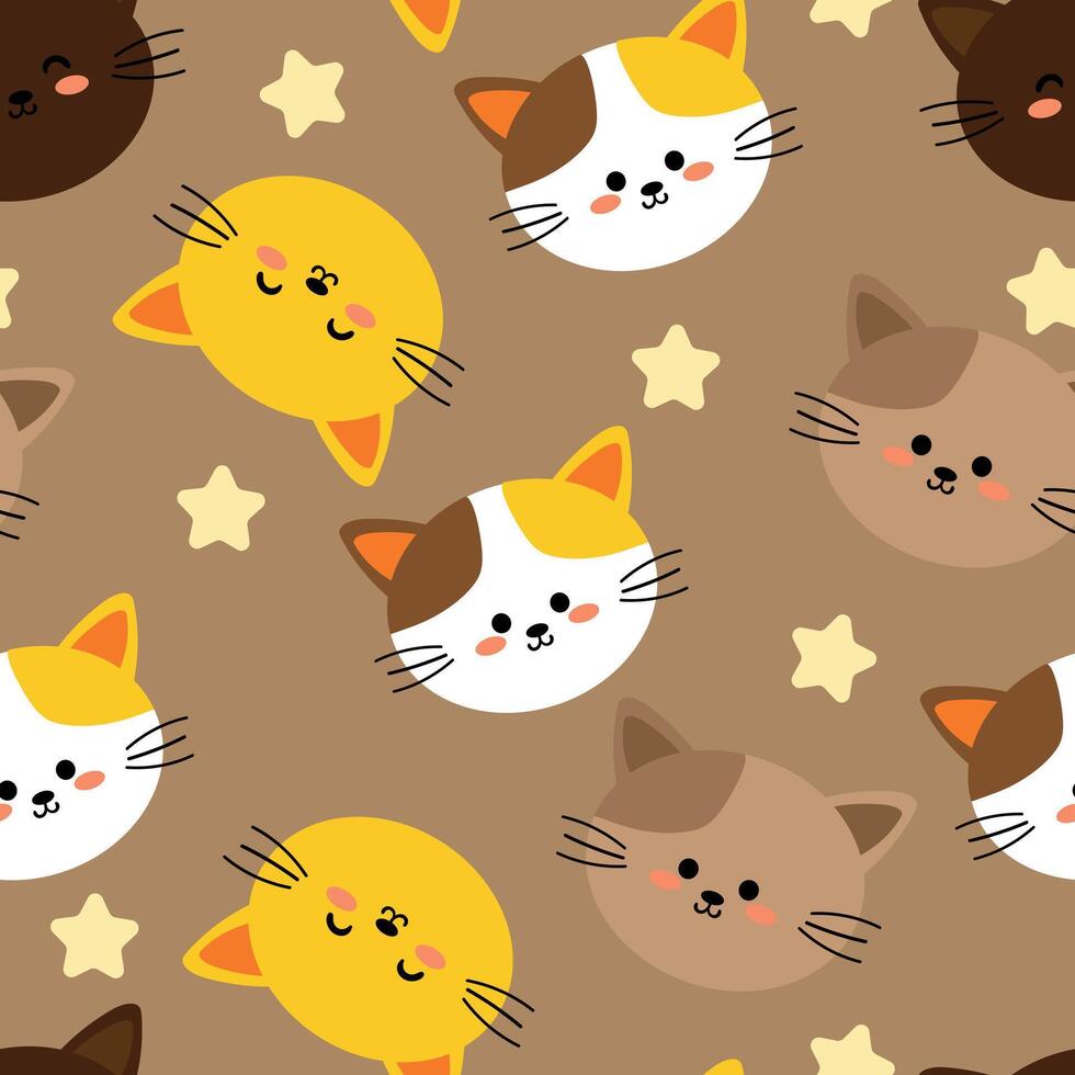 Cute cat seamless pattern for fabric print, textile, gift wrapping paper vector