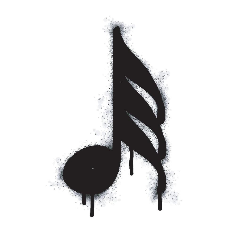 Spray Painted Graffiti Tone icon Word Sprayed isolated with a white background. graffiti Note music icon with over spray in black over white. vector