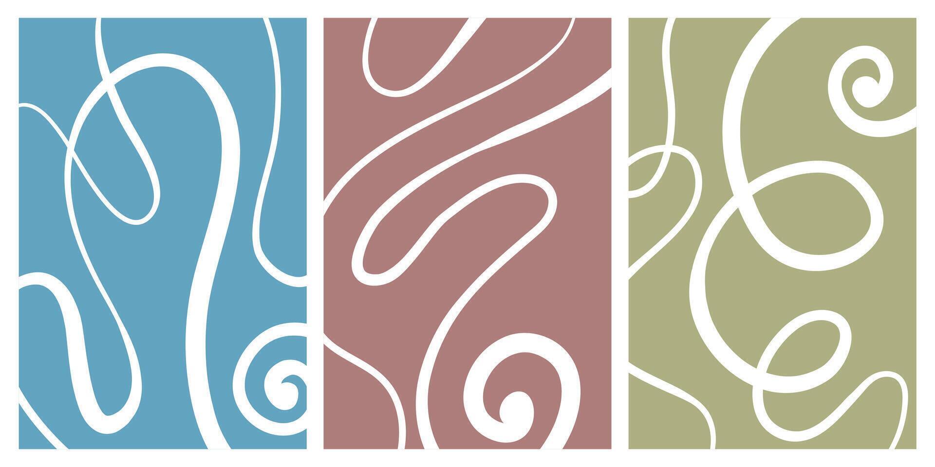 Set of stylish templates with organic abstract shapes and lines in nude colors. Pastel background in minimalist style. Contemporary art vector