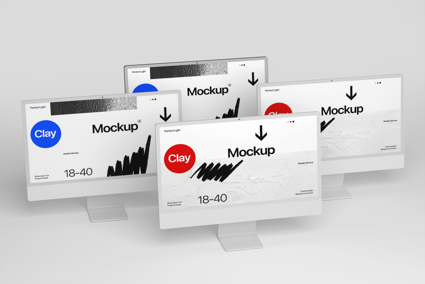 Multiple Computer Mockup Template with Minimal Background psd