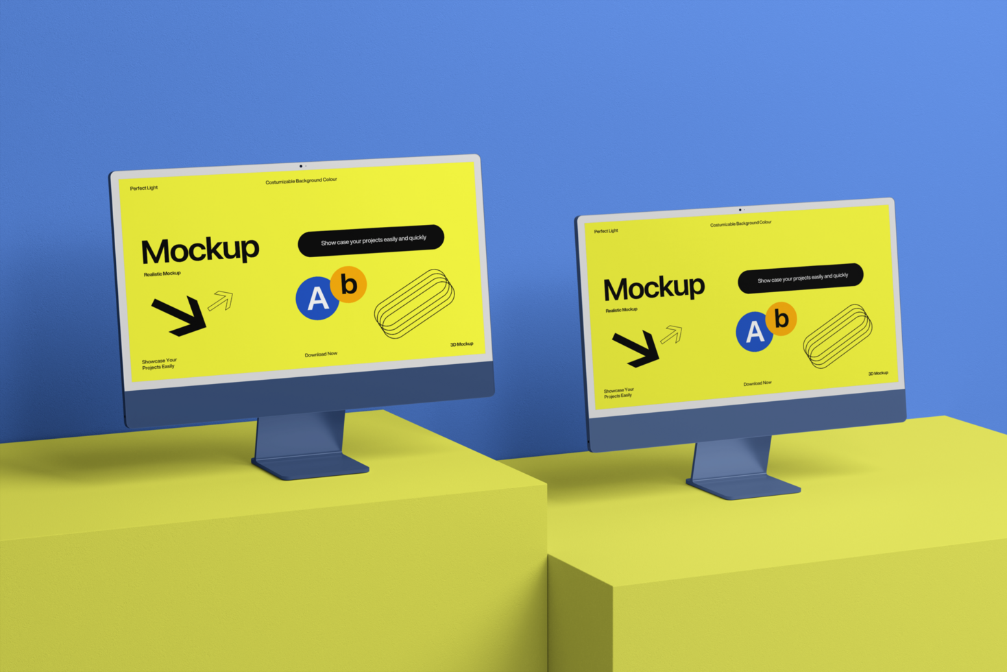 dynamic monitor desktop mockup template psd