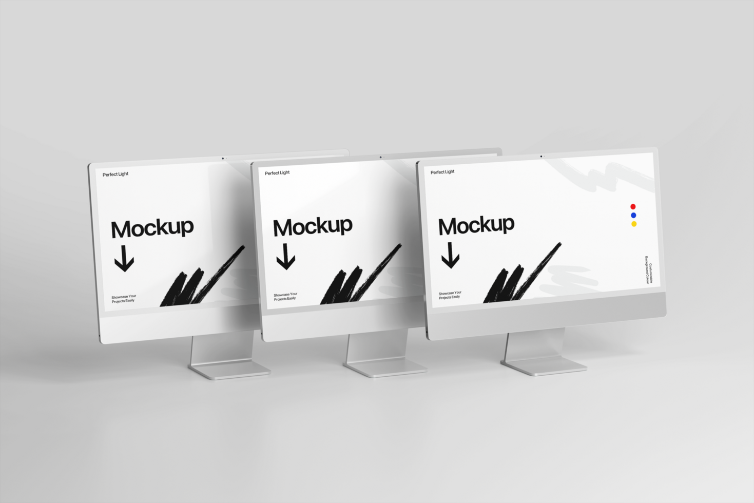 Desktop Computer Mockup Template with Minimal Screen psd