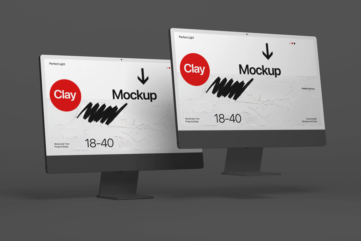 Minimalist Dual Desktop Monitor Mockup psd