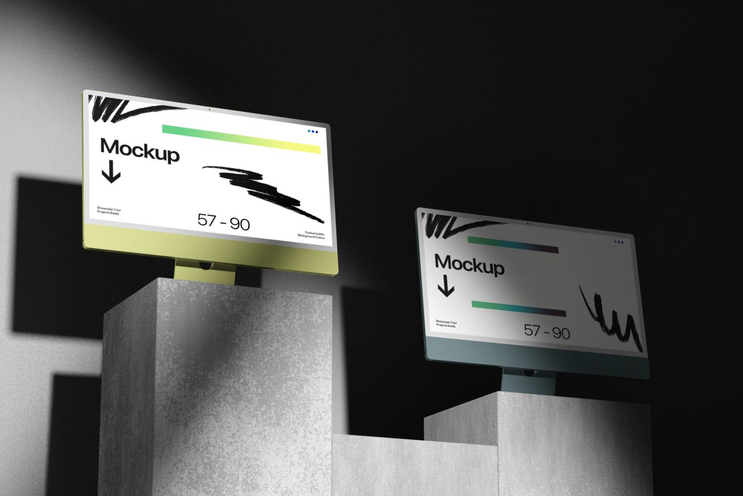 High Contrast Desktop Monitor Mockup Template for Dynamic Presentations psd