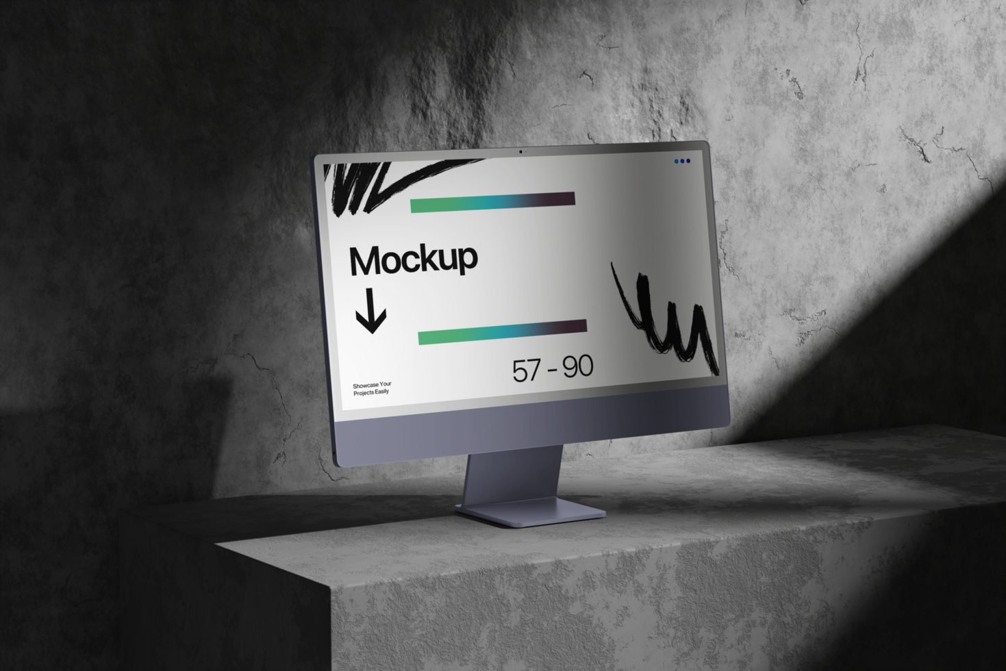 Dark Mode Desktop Monitor Mockup Template for Professional Presentations psd
