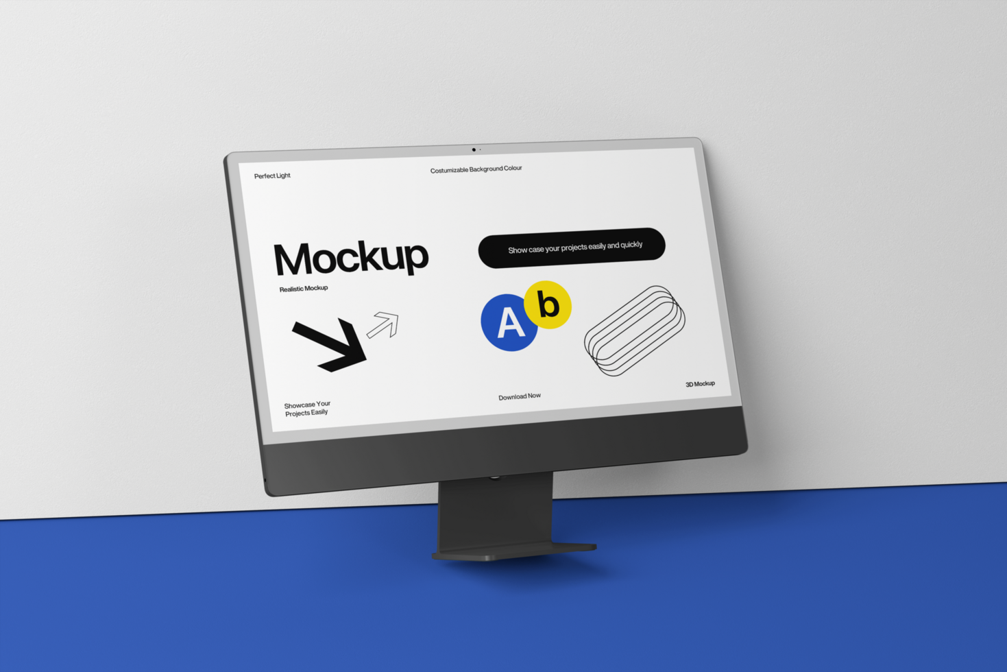 Minimal 3d Desktop Monitor Mockup psd