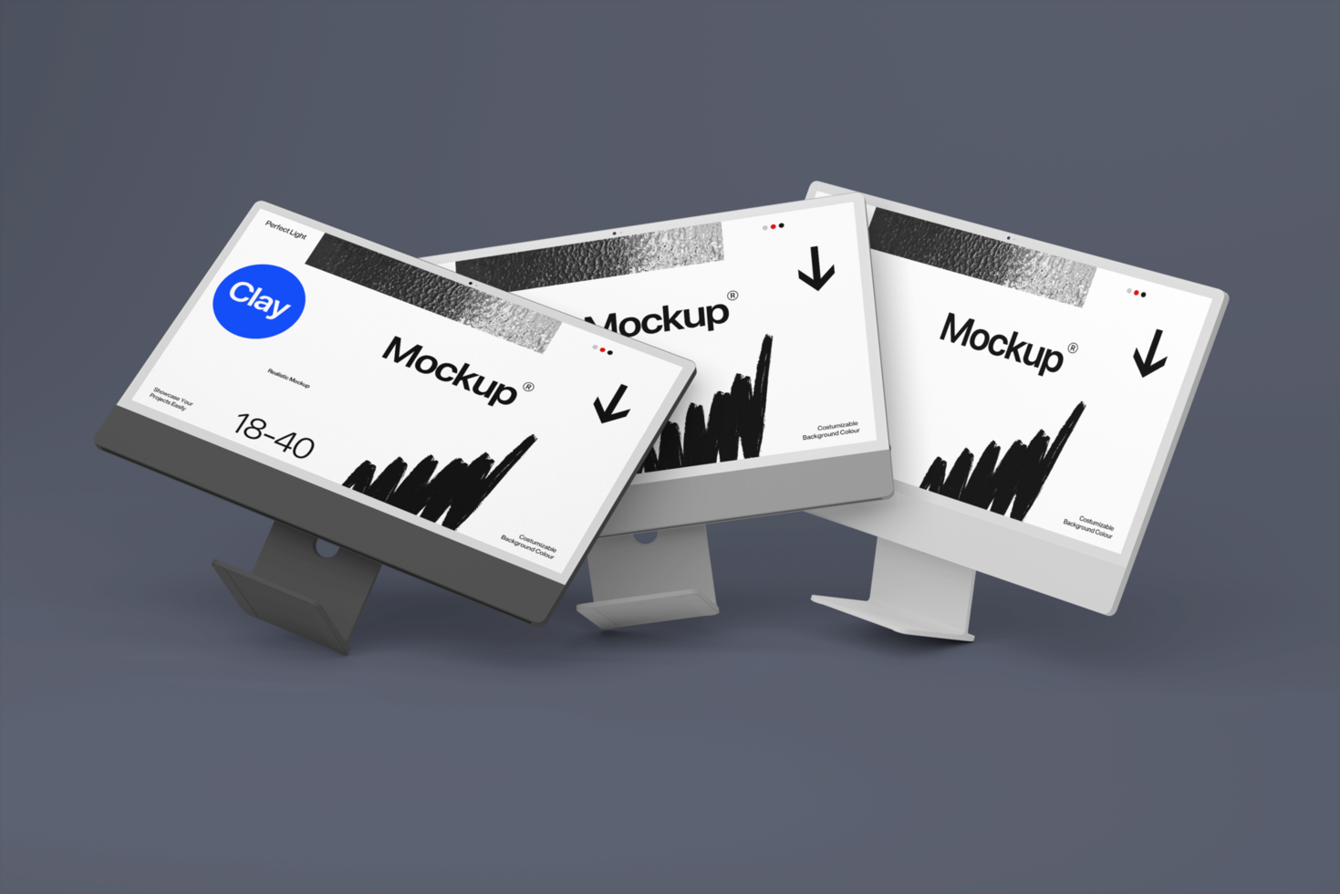 Triple Computer Monitor Mockup Template psd