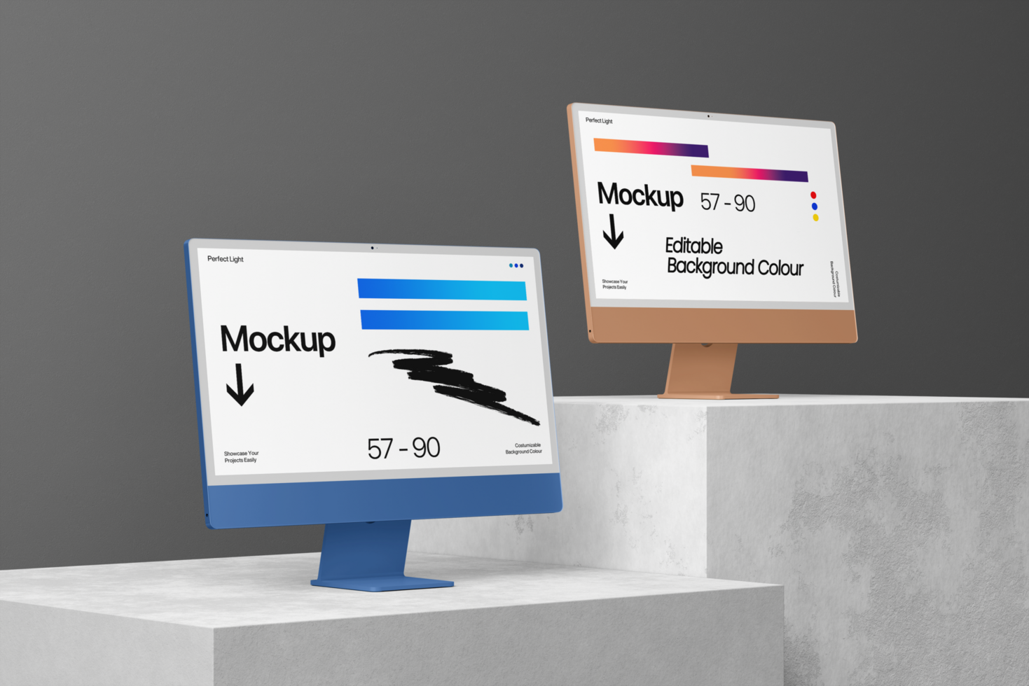 Professional Dual Desktop Computer Mockup Template psd