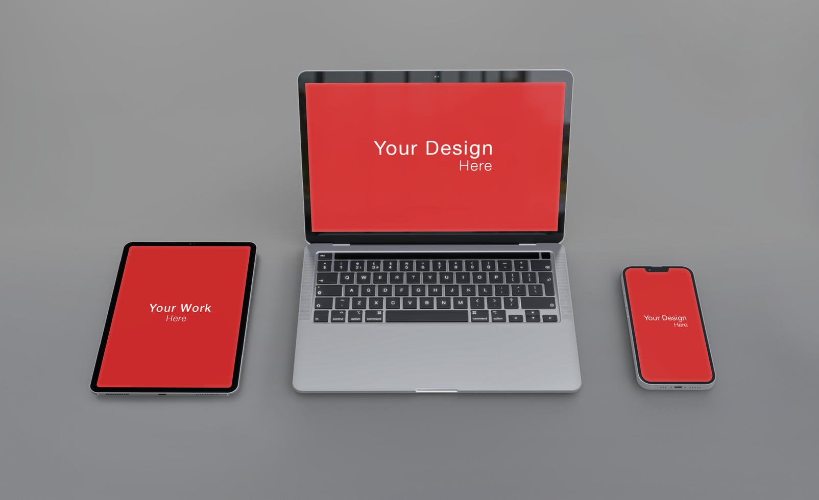 Realistic laptop and phone with front and side view mockup design psd