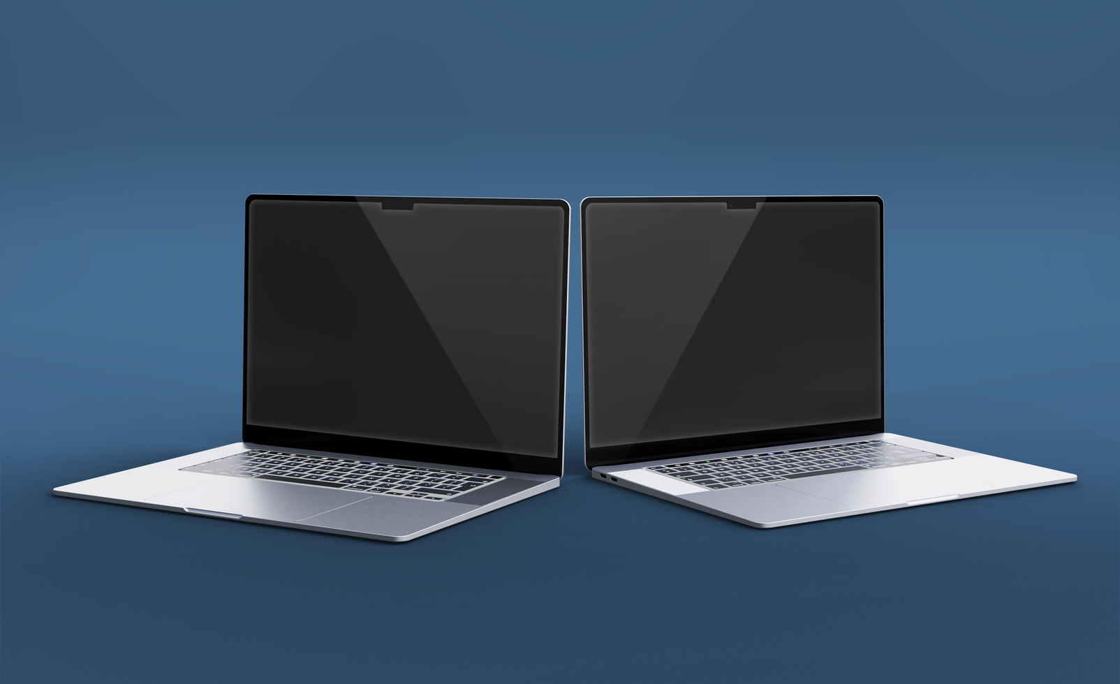 Realistic laptop pro with front view mockup design isolated psd