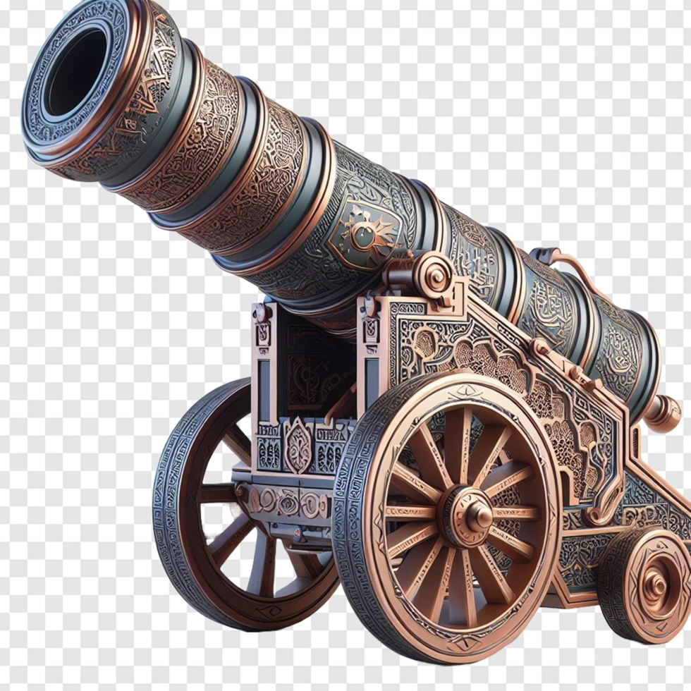 3d illustration of ramadan cannon isolated on white background psd