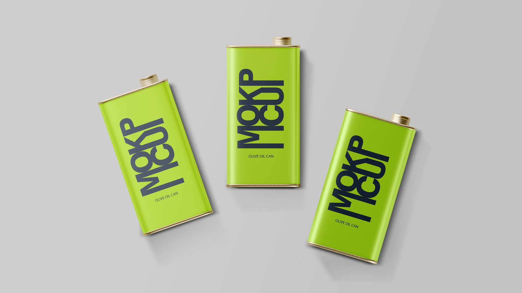 Mockup Three oil Cans Box Wit Top View psd