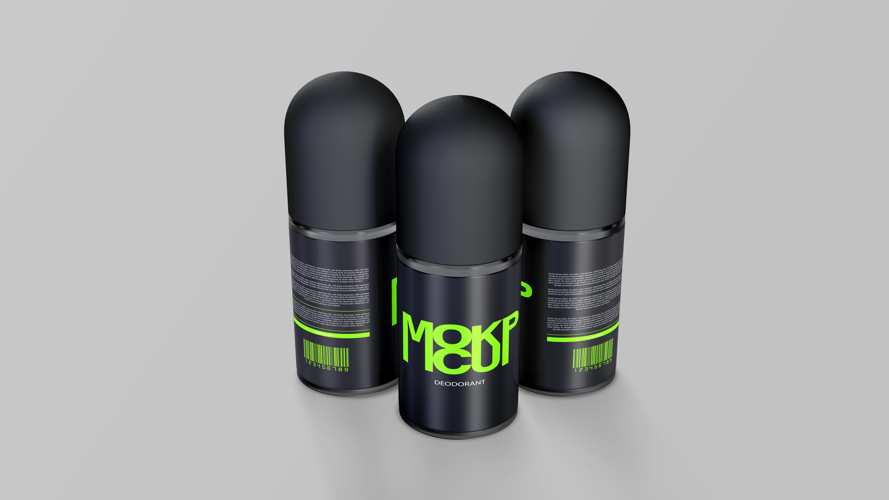 Mockup Three Deodorant Roll On Front View psd