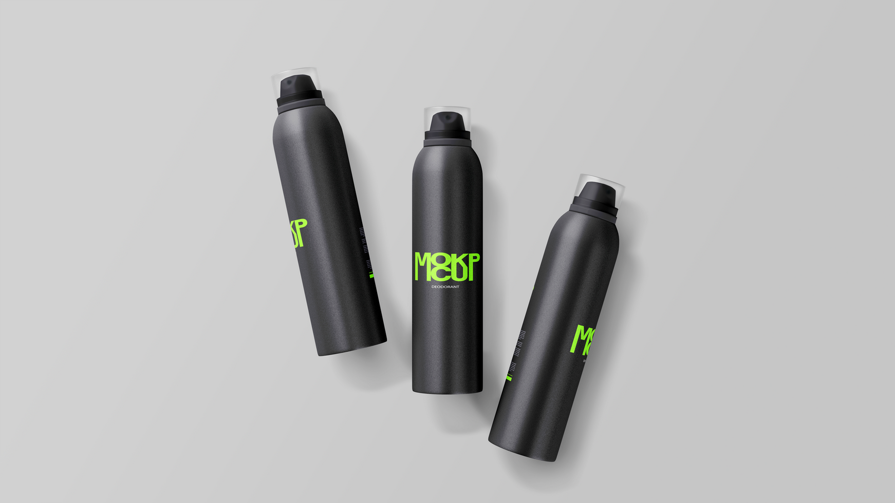 Mockup Three Deodorant Spray With Top View psd