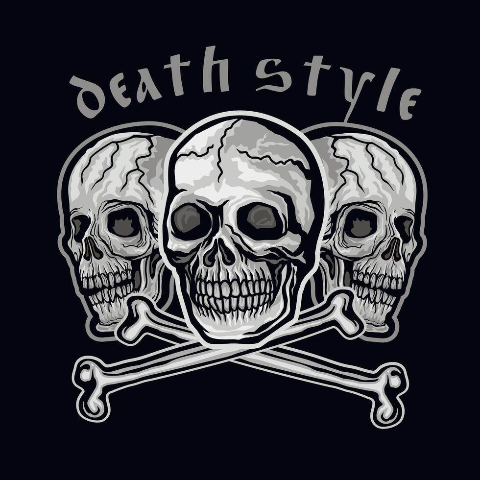 Gothic sign with skull, grunge vintage design t shirts vector