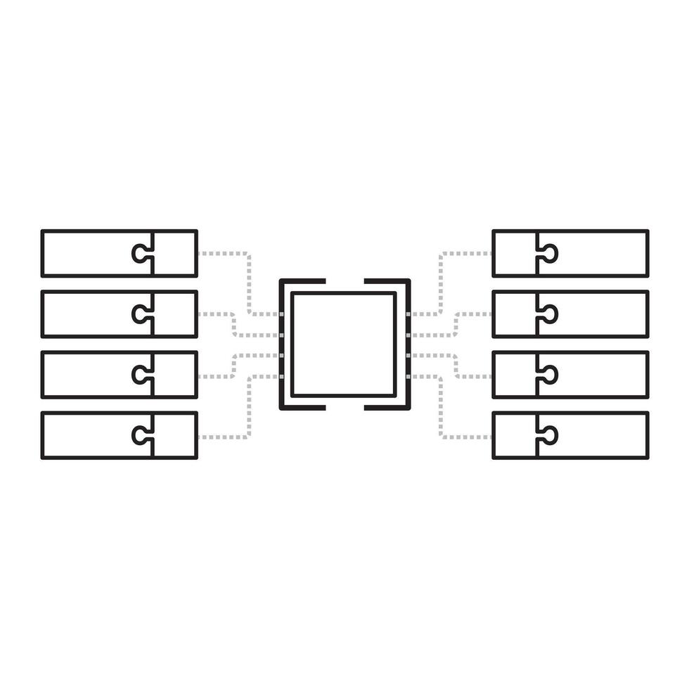 square infographic jigsaw Flat Line illustration. vector