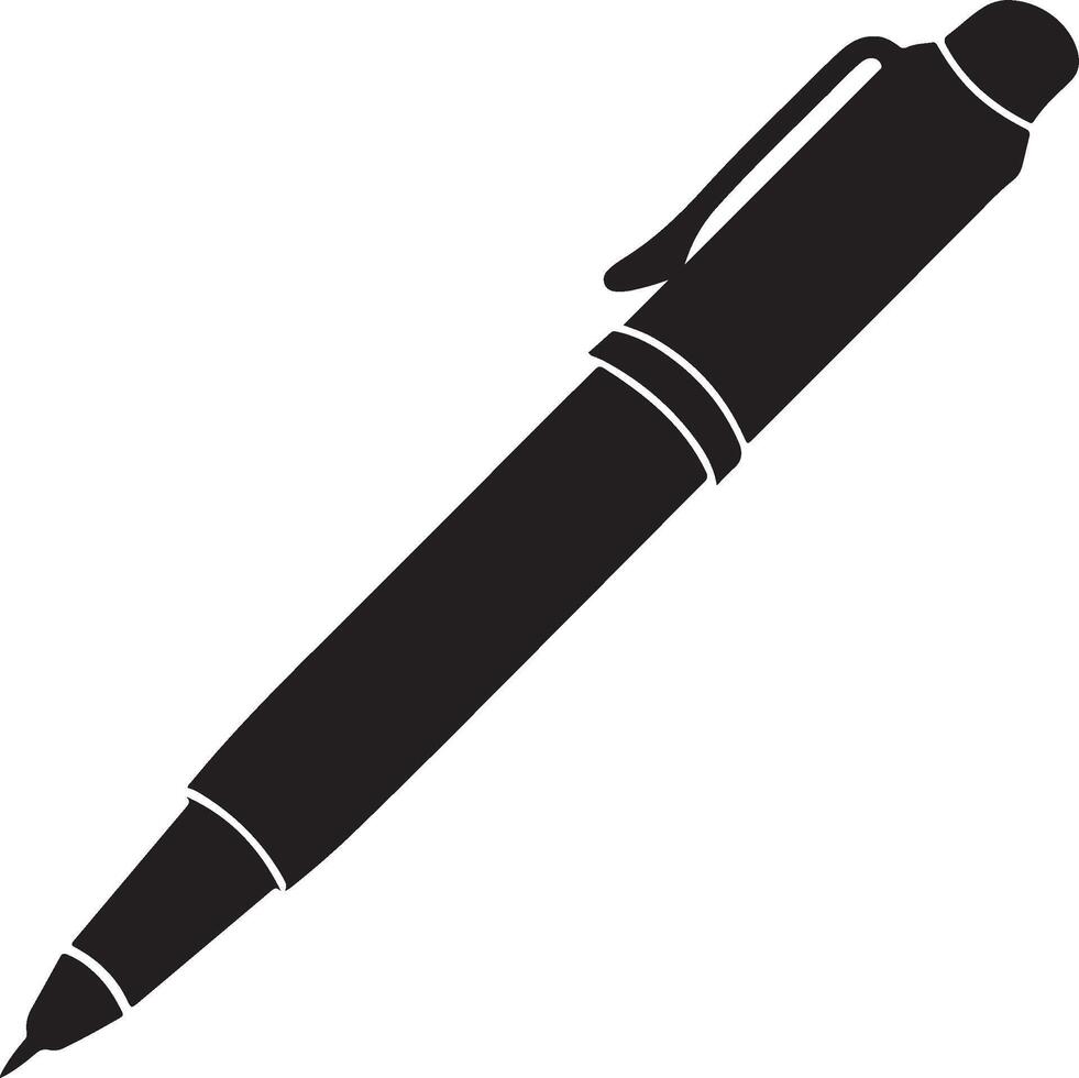 Pen Silhouette. Pen Icon Illustration Isolated On white background. Learning and education icon. Flat art in black and white. vector