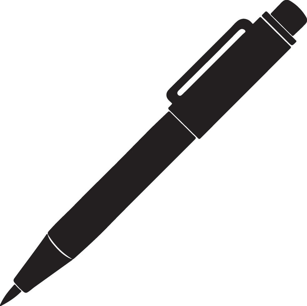 Pen Silhouette. Pen Icon Illustration Isolated On white background. Learning and education icon. Flat art in black and white. vector