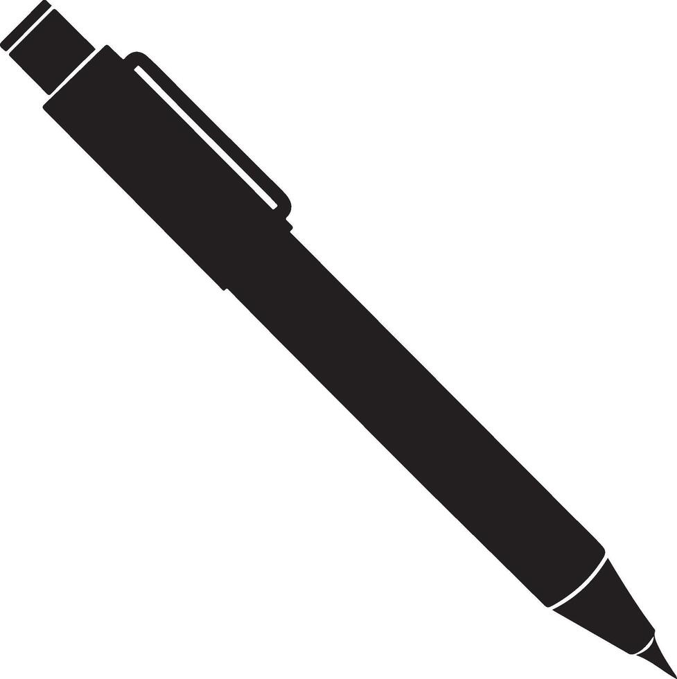 Pen Silhouette. Pen Icon Illustration Isolated On white background. Learning and education icon. Flat art in black and white. vector