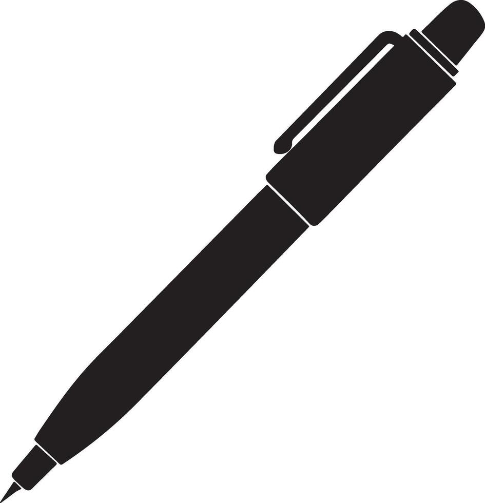Pen Silhouette. Pen Icon Illustration Isolated On white background. Learning and education icon. Flat art in black and white. vector