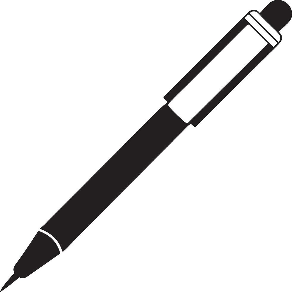 Pen Silhouette. Pen Icon Illustration Isolated On white background. Learning and education icon. Flat art in black and white. vector