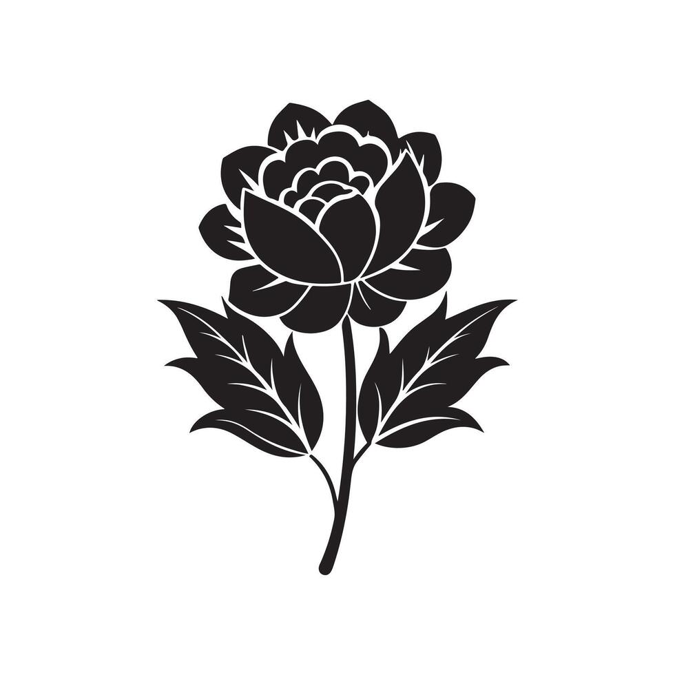 Flower Silhouette. Flower Line Art Design. Flowers icon set. Flowers isolated on transparent background. Flowers in modern simple. Cute round flower plant nature collection. illustrator. vector