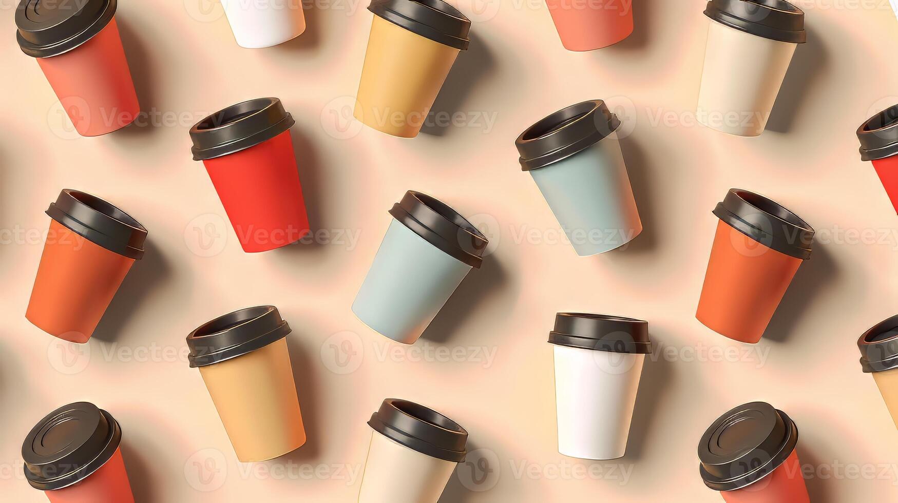 Minimalist layout pattern featuring coffee cups in clean and uncluttered designs for a sleek and modern look photo