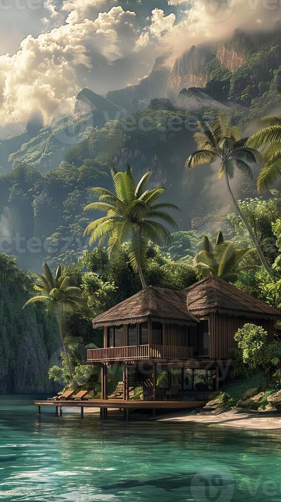 Peaceful haven surrounded by the beauty of nature photo
