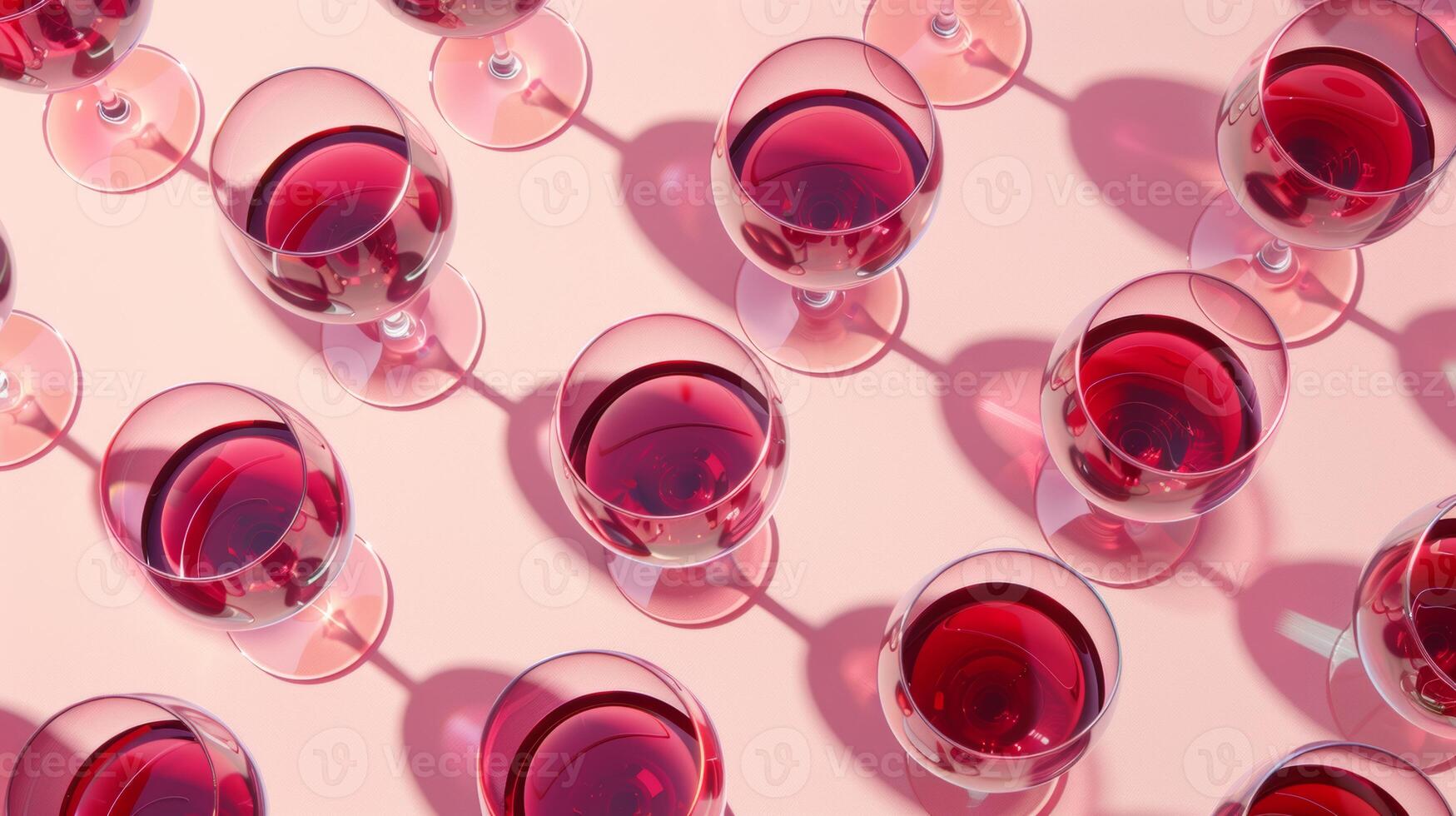 Elegant layout pattern featuring floating wine glasses in a grid formation photo