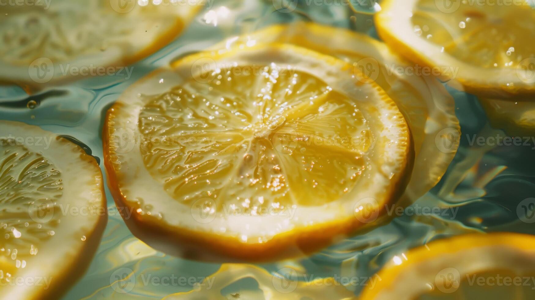 Bohemian layout pattern of floating lemon slices in a boho-chic arrangement photo