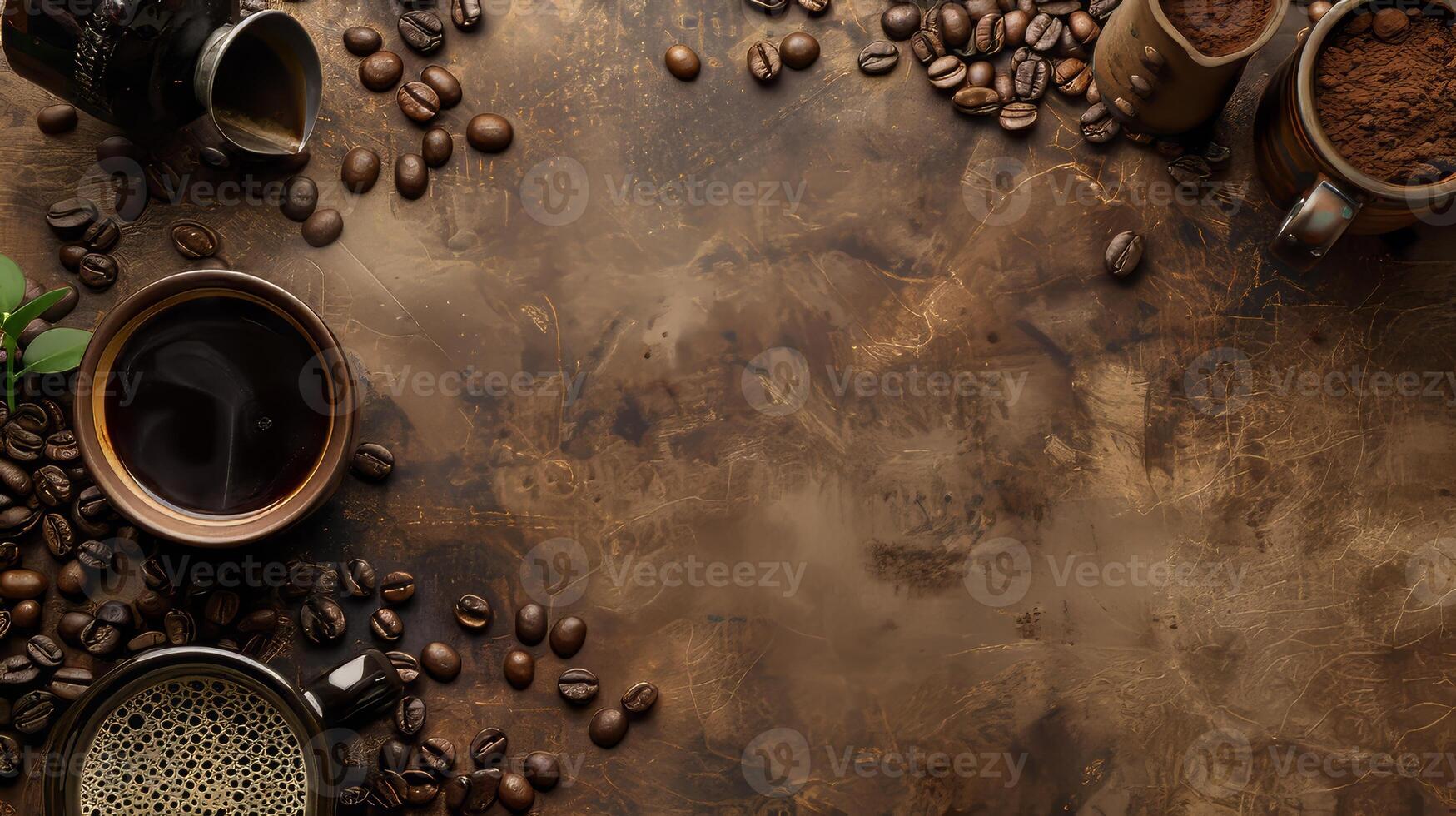 Coffee-themed layout with open space for adding your own elements photo