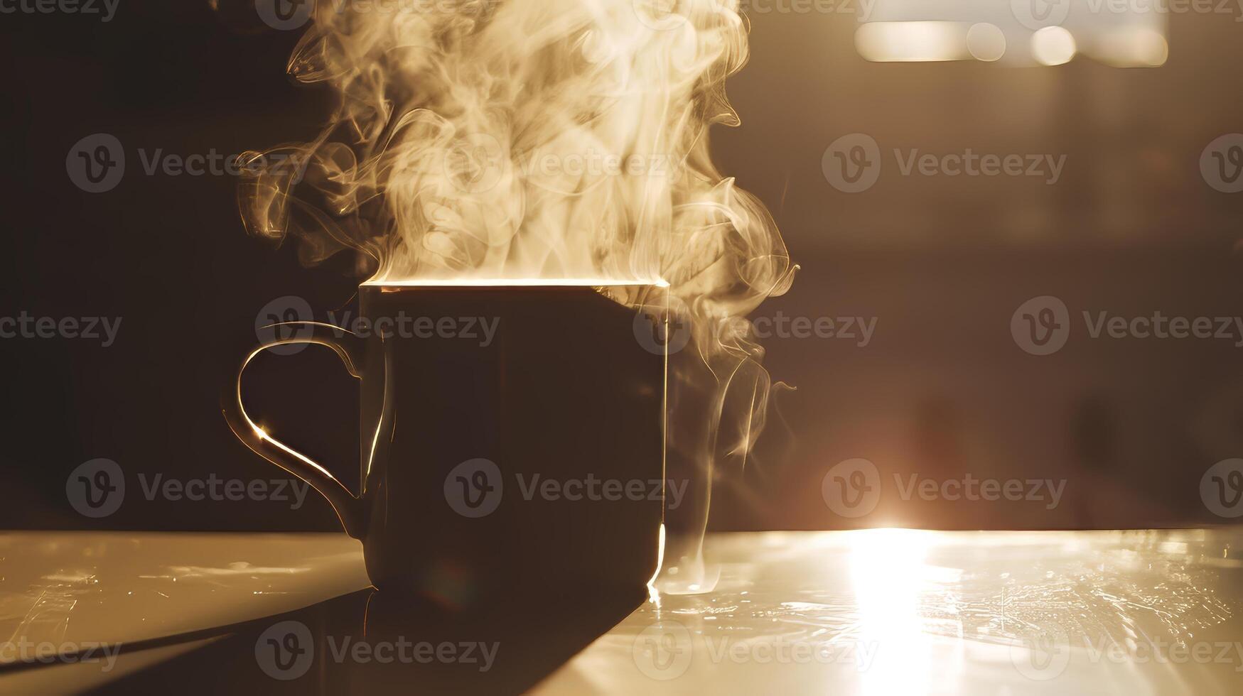 Capturing the essence a silhouette of a steaming mug of coffee photo